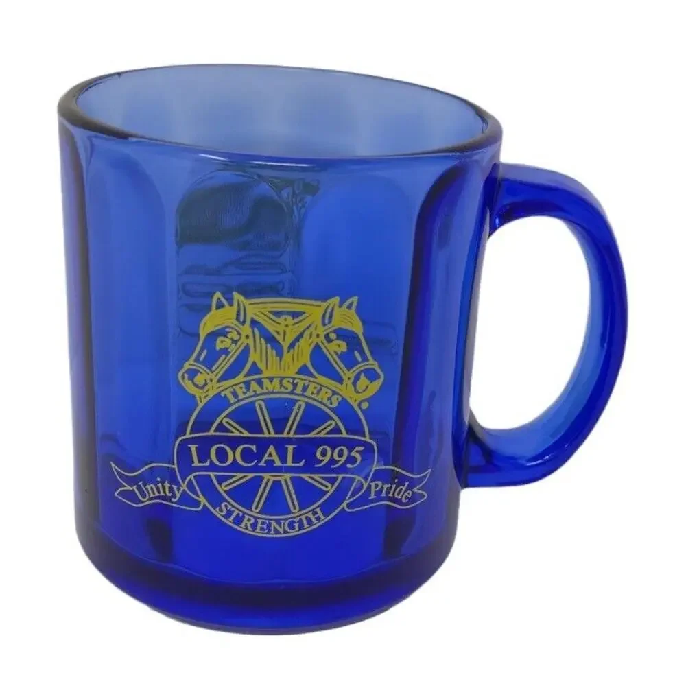 International Brotherhood Of Teamsters Union Local #995 Blue Glass Mug‎ USA Made